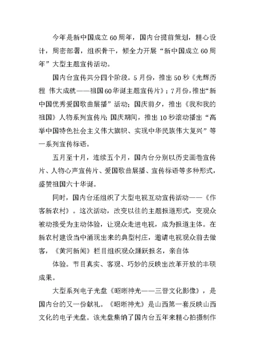 电视台总监个人工作总结