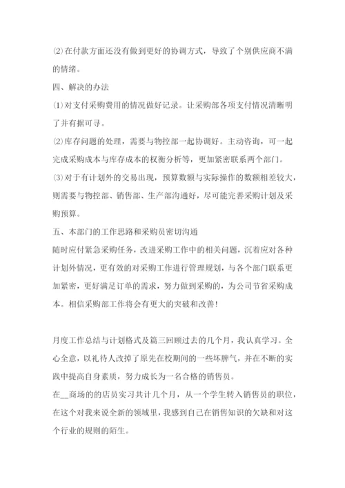 月度工作总结与计划格式及(3篇).docx