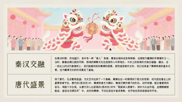 水彩中国画传统文化醒狮PPT模版