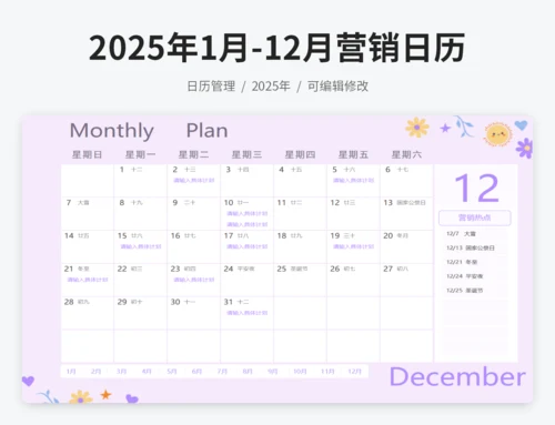 2025年1月-12月营销日历