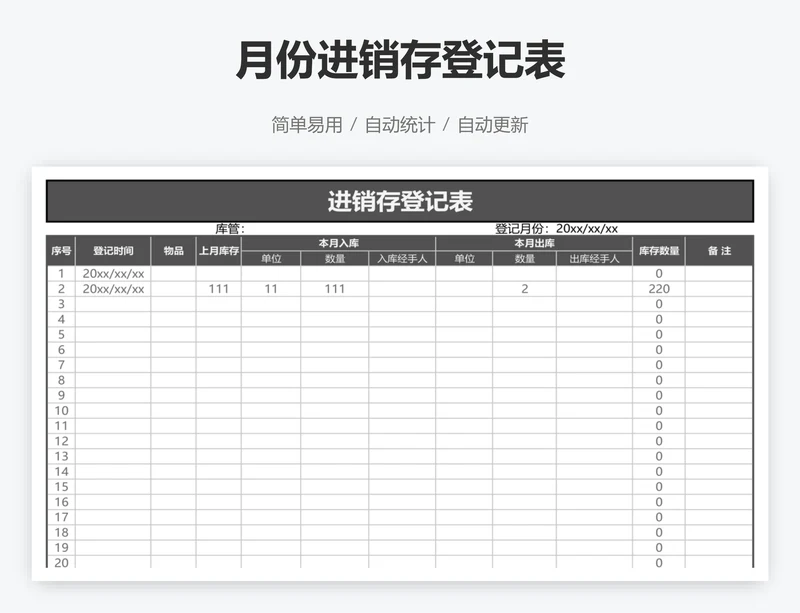 月份进销存登记表