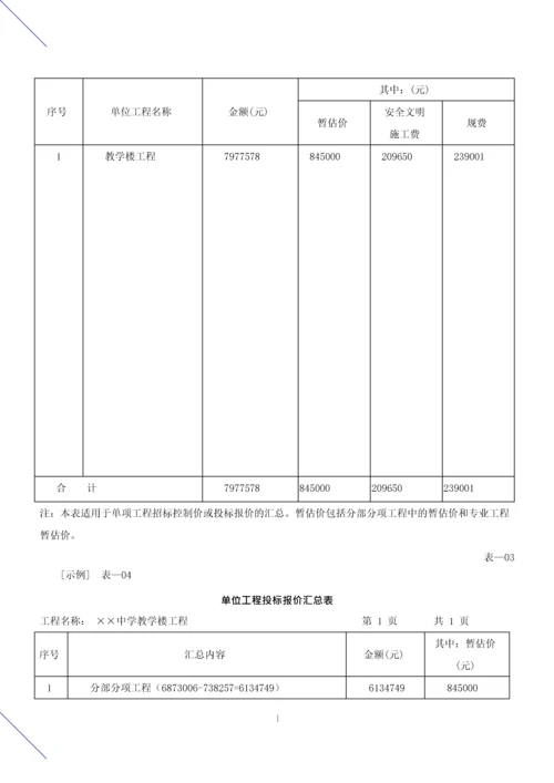 造价建设工程工程量清单计价规范第37讲：投标报价编制使用表格及案例(一)(2013新版).docx