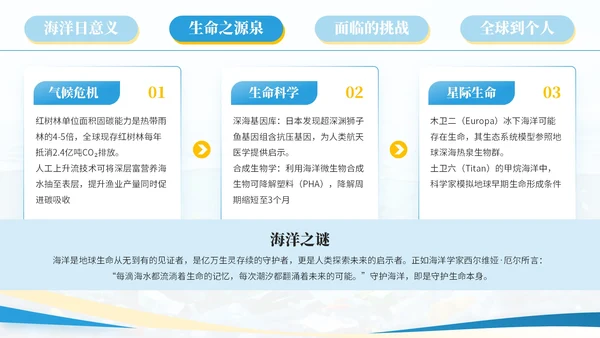 蓝色系简约风世界海洋日PPT模版