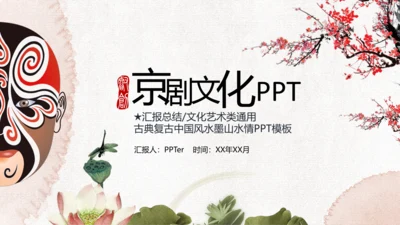 京剧文化脸谱通用PPT模板