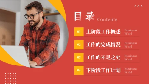 红色背景商务风工作汇报通用PPT模版