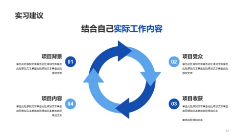 蓝色科技大学生实习报告PPT模板