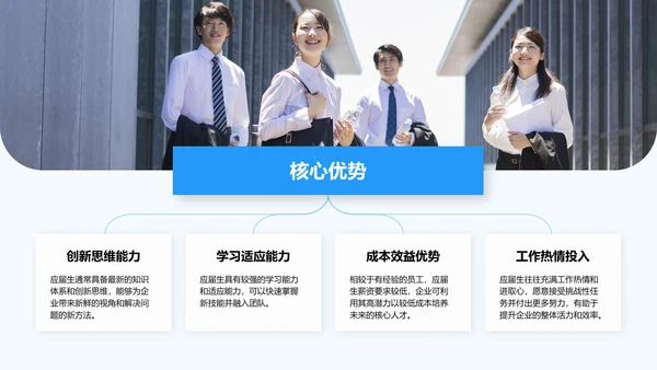 蓝色商务风应届生简历作品介绍PPT模板