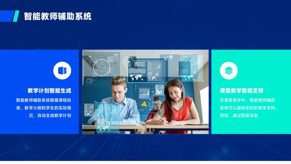 蓝绿色质感风人工智能与教育公平PPT模板