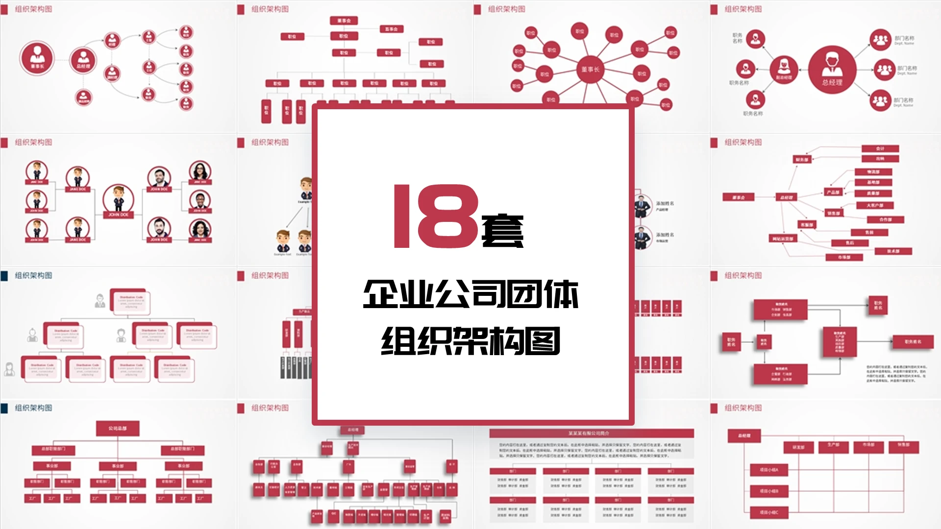 企业公司团体组织架构图PPT模板组织架构图表