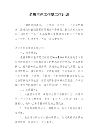 名班主任工作室工作计划.docx