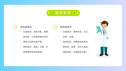 蓝色简约扁平化插画鼻窦炎护理医疗医护培训动态PPT鼻炎