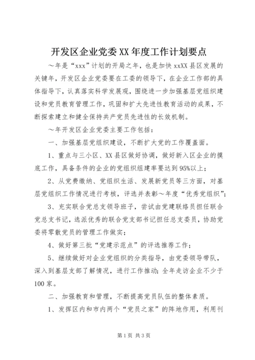 开发区企业党委XX年度工作计划要点.docx