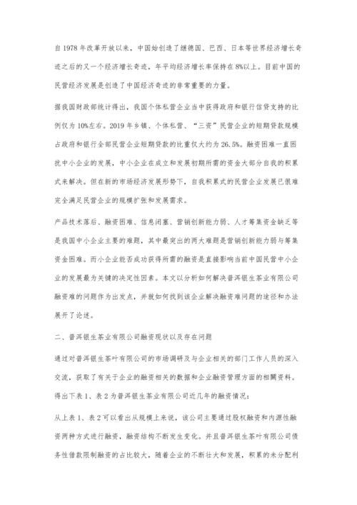 以普洱银生茶业有限公司融资存在的问题及解决对策.docx