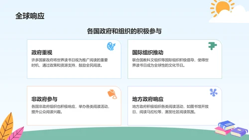 蓝色卡通风世界读书日的由来与意义PPT模板