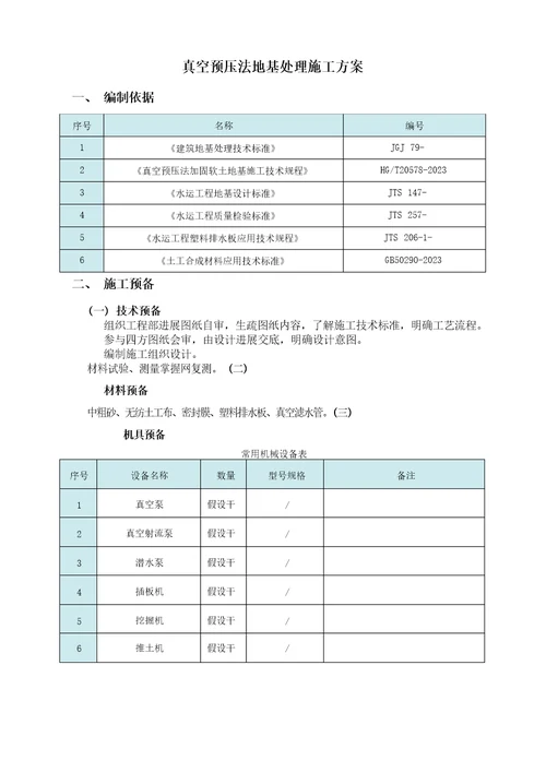 真空预压法地基处理施工方案