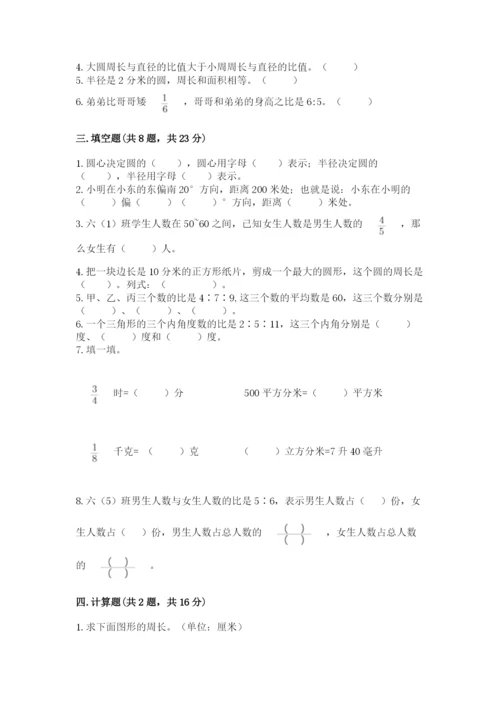 小学数学六年级上册期末模拟卷附完整答案【名师系列】.docx