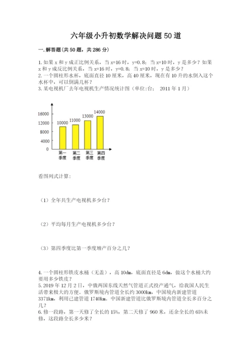 六年级小升初数学解决问题50道及答案（考点梳理）.docx