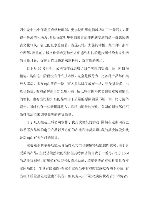 销售电脑的实践报告