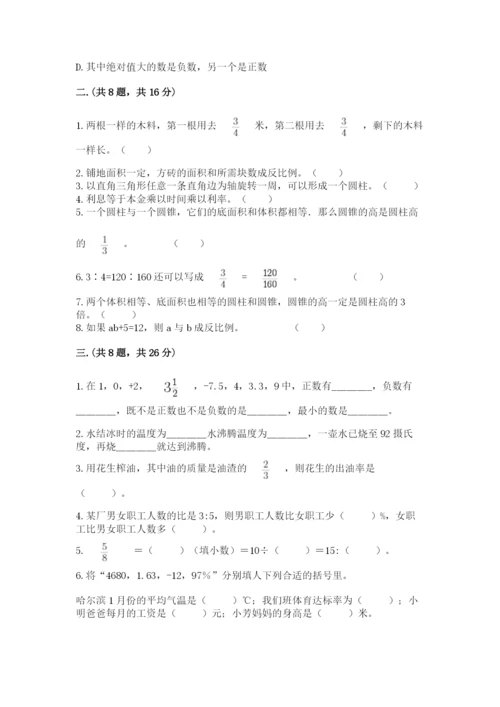 浙教版数学小升初模拟试卷及参考答案（模拟题）.docx