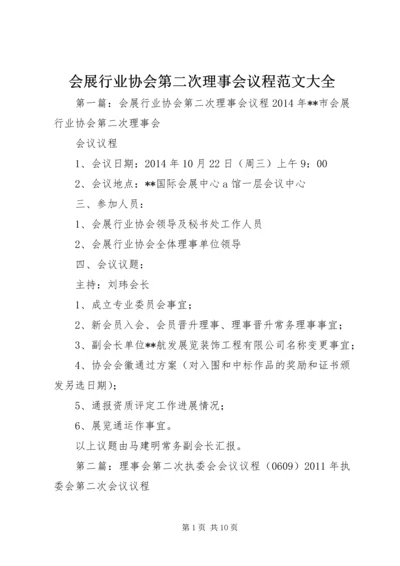 会展行业协会第二次理事会议程范文大全.docx