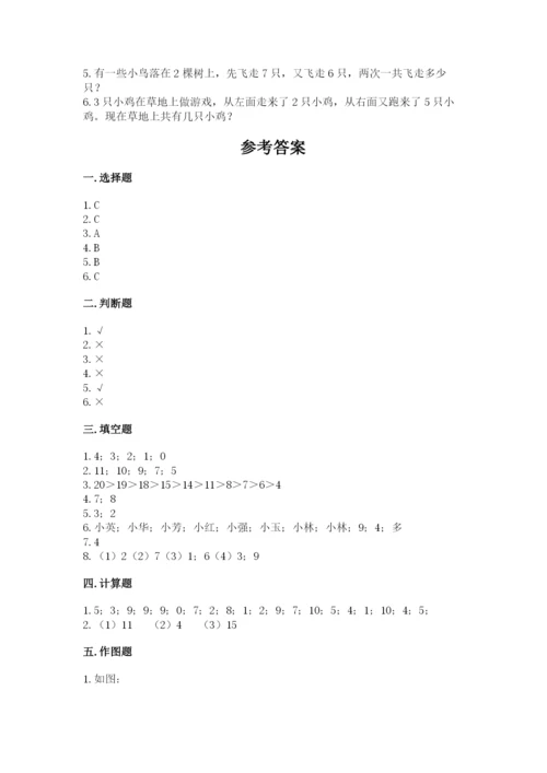 小学数学试卷一年级上册数学期末测试卷（中心小学）.docx