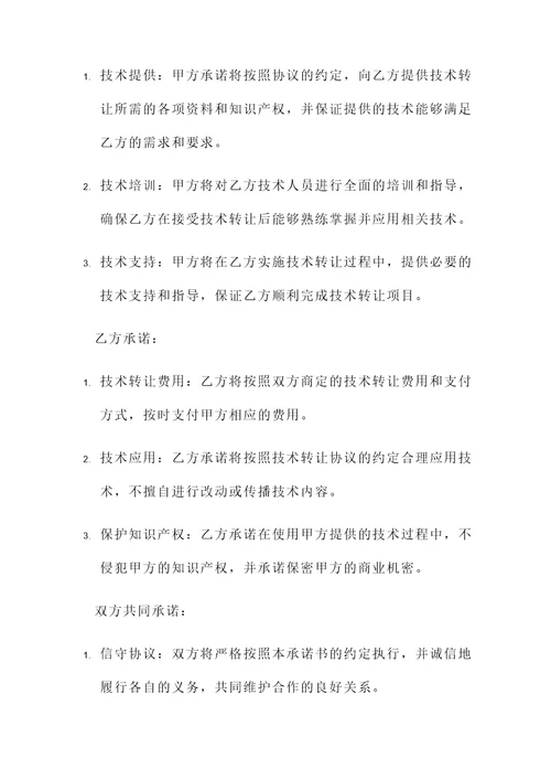 甲乙双方交易承诺书