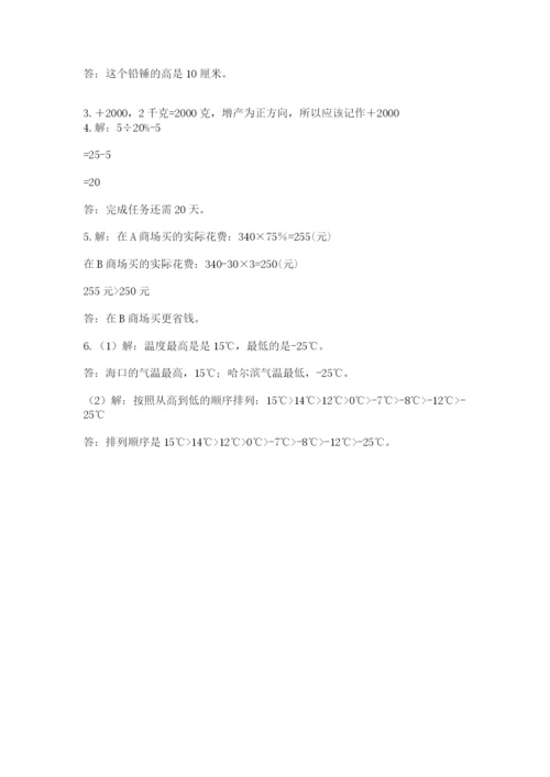 河南省平顶山市六年级下册数学期末测试卷及参考答案（新）.docx
