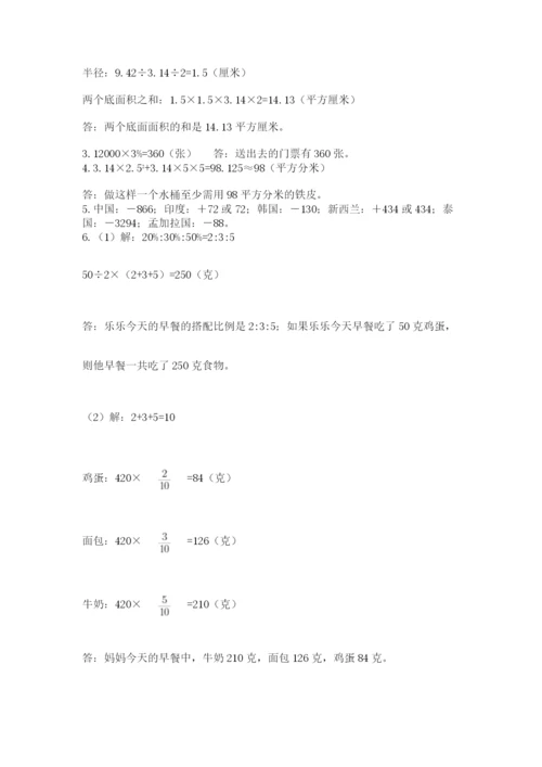 小学六年级数学毕业试题含答案【突破训练】.docx