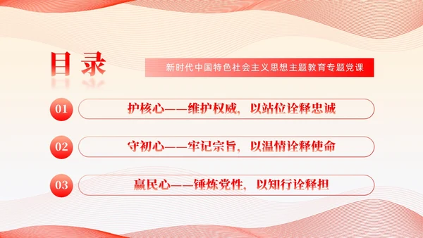 简约线条党建护核心守初心赢民心主题教育党课课件PPT
