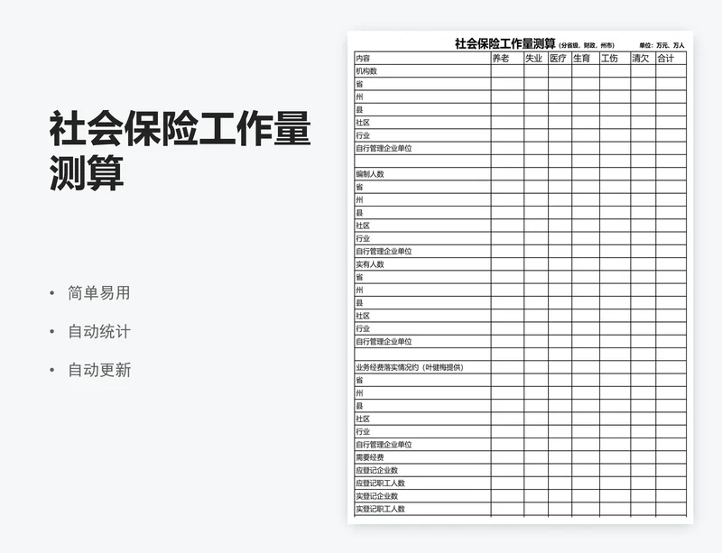 社会保险工作量测算