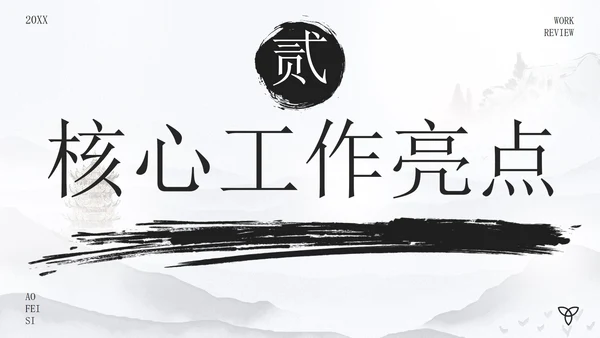 古风水墨画年度述职报告PPT模板