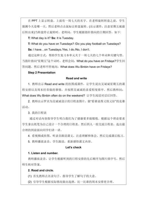 Unit 2 My week Part B Read and write PC Story time