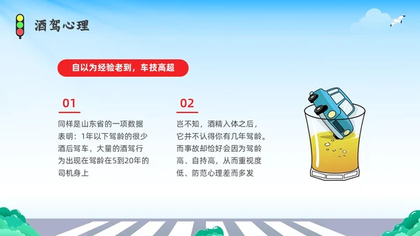 彩色水彩简约插画拒绝酒驾安全宣传教育PPT