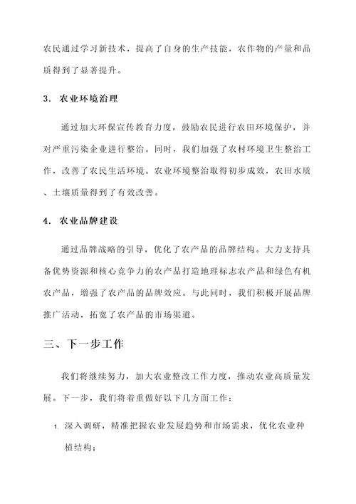 农业整改落实情况汇报