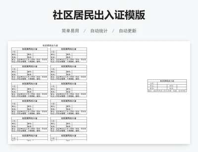 社区居民出入证模版