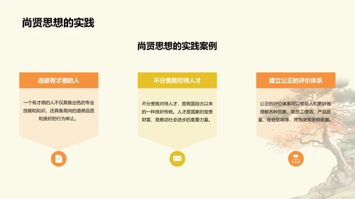 黄色插画墨子与古代劳动者哲学PPT模板