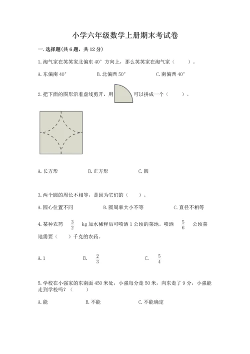 小学六年级数学上册期末考试卷及完整答案（典优）.docx