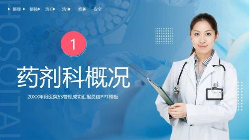 医院6S管理成果汇报模板医院6SPPT模板6S管理培训