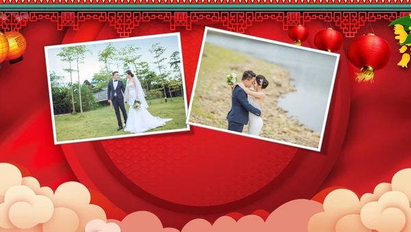 喜庆中式婚礼喜宴开场快闪PPT模板