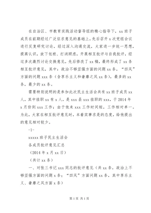 民主生活会批评意见汇总(精选多篇).docx
