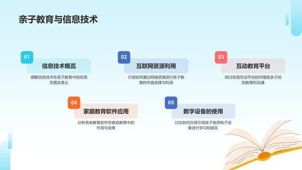 蓝色插画风亲子教育PPT模板