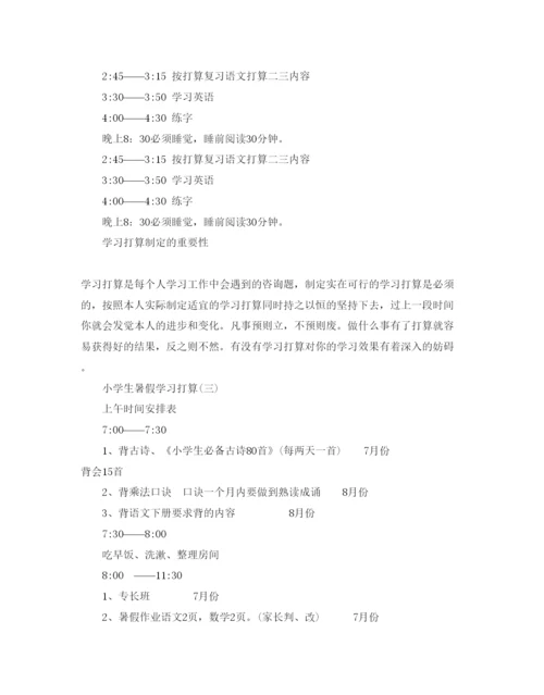 精编小学生暑假学习参考计划范文.docx