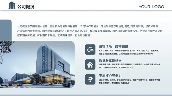 蓝色商务风半导体芯片公司企业宣传介绍通用PPT模板