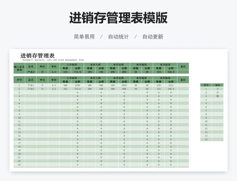 进销存管理表模版