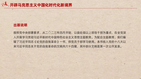 简约红色党建开辟马克思主义中国化时代化新境界党课课件PPT