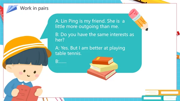 蓝色手绘卡通英语说课设计PPT模板