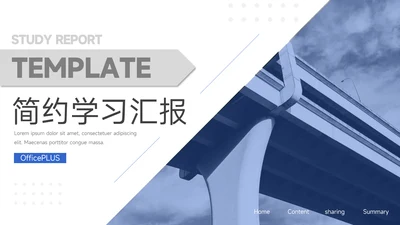 蓝色实用几何简约学习汇报PPT模板