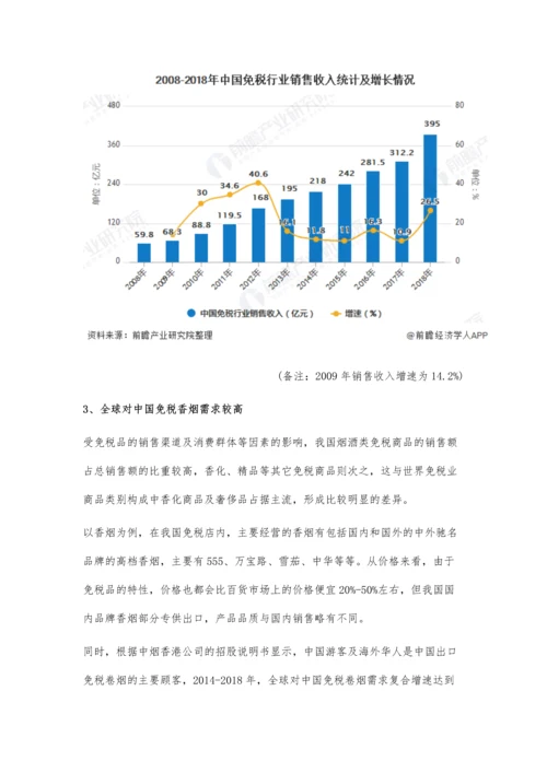 中国免税业行业市场分析市场规模近400亿-中免集团成为行业领头企业.docx