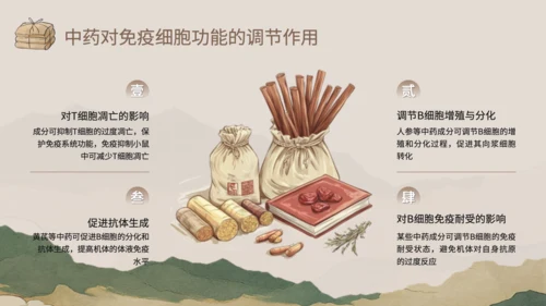 浅棕色中国风中医药对免疫系统调节PPT