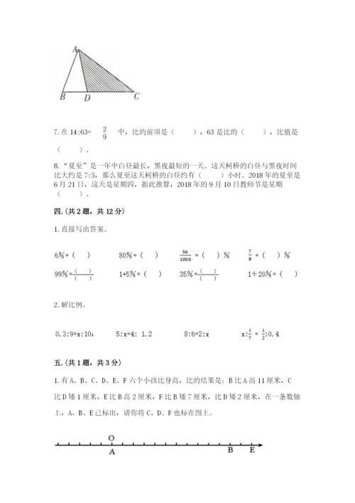 人教版六年级数学小升初试卷含答案（黄金题型）.docx